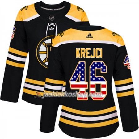Nainen NHL Boston Bruins Pelipaita David Krejci 46 Adidas 2017-2018 Musta USA Flag Fashion Authentic